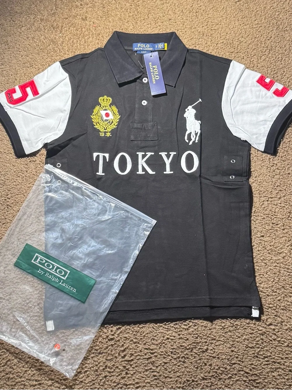 Ralph Lauren Polo Tokyo Black with White Sleeves & Red Accents